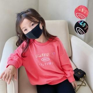 【橘魔法】炫彩亮片字母毛圈棉長袖衛衣(長袖上衣 大童 女童 中童 童裝 兒童)