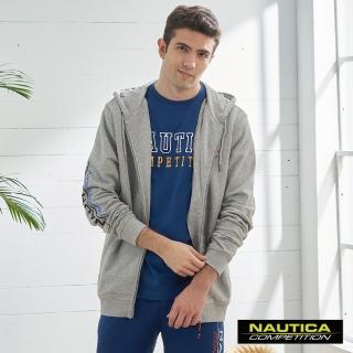 【NAUTICA】COMPETITION素面撞色LOGO刺繡運動外套(灰色)