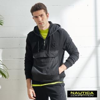 【NAUTICA】COMPETITION男裝素面連帽長袖衝鋒衣(黑色)