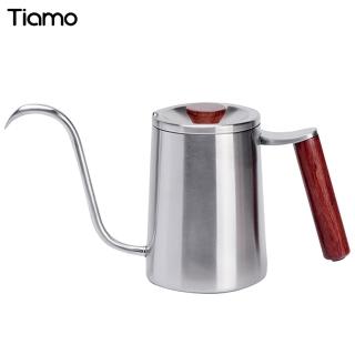 【Tiamo】花梨木圓把手細口壺 不鏽鋼 600ml(HA1650)