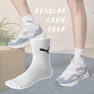 【PUMA】襪子 Regular Crew 跳豹半筒襪 男女款 基本款 台灣製 白 黑(90712702)