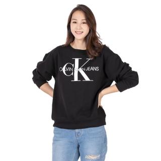 【Calvin Klein 凱文克萊】CK 經典印刷LOGO文字大學T恤-女-黑色(平輸品)