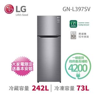 【LG 樂金】火速配★315公升一級能效變頻右開上下門冰箱(GN-L397SV)