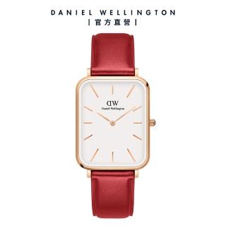 【Daniel Wellington】Quadro  Suffolk 29x36.5mm經典紅真皮皮革大方錶(DW手錶女錶DW00100453)