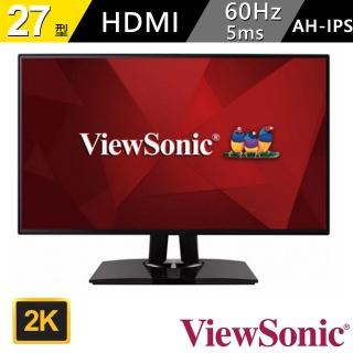 【ViewSonic 優派】Colorpro VP2768 27型 AH-IPS文書護眼螢幕 支援HDMI介面/四邊無邊/升降腳架