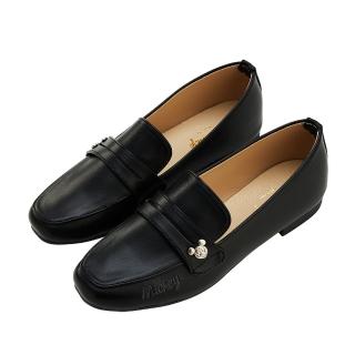 【Disney 迪士尼】迪士尼女鞋  米奇 立體造型飾釦樂福鞋-黑(MIT台灣在地工廠製造)