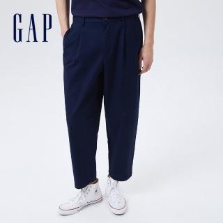 【GAP】男裝 通勤錐形休閒卡其褲(850766-海軍藍)