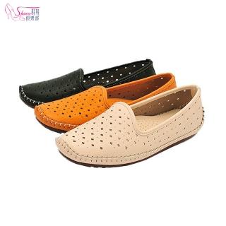 【ShoesClub 鞋鞋俱樂部】簡約舒適透氣平底洞洞樂福鞋