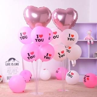 粉系愛心告白氣球桌飄1組(派對 告白 氣球 婚房布置 驚喜 情人節 求婚)