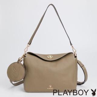 【PLAYBOY】肩背包附長短背帶 Fancy系列(杏色)