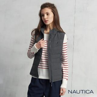 【NAUTICA】女裝修身羽絨拼接背心(灰色)