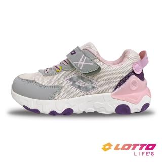 【LOTTO】童鞋 RISE RUN 超輕量跑鞋(淺灰/粉-LT2AKR6033)