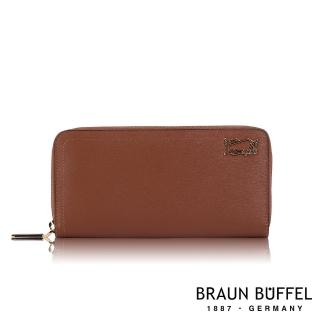 【BRAUN BUFFEL 德國小金牛】台灣總代理 索內特 8卡拉鍊長夾-咖啡色(BF684-601-TO)