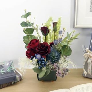 【HUGO DECO 榆果傢飾】紅玫瑰藍莓果香氛花藝(擬真花/香氛/花禮/)