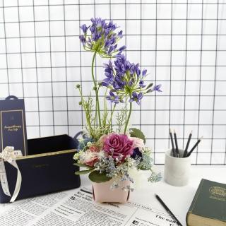 【HUGO DECO 榆果傢飾】愛情花紫玫瑰香氛花藝(擬真花/香氛/花禮/)