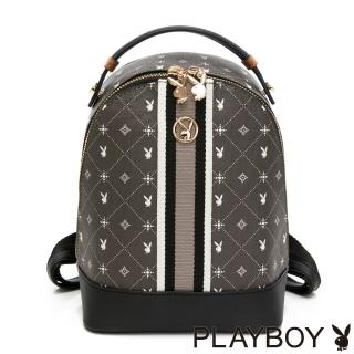 【PLAYBOY】後背包-小 復刻摩登黑晶兔2.0系列(深灰色)