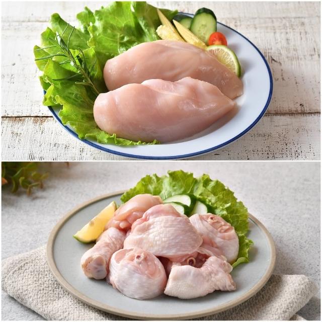 【卜蜂】急凍生鮮 清雞胸.棒腿-切塊 真空6連包x2組(2.7kg/組_團購.居家料理.宴客)