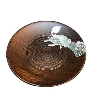 【十方佛教文物】佛手獻花黑檀小盤10公分(平安吉祥)