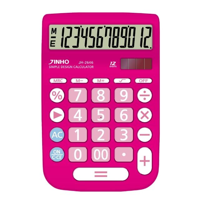 【JINHO 京禾】12位元 雙電源桌上型計算機JH-2646-P(蓍草花粉)