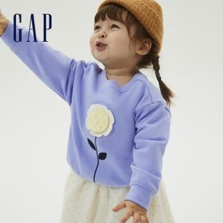 【GAP】女幼童 可愛互動趣味柔軟休閒上衣(831037-藍色)