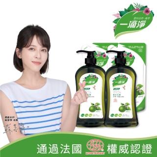 【一滴淨】蘆薈多酚洗潔洗碗精 1000ml瓶X2+ 800ml補包X2(檸檬精油/柑橘精油)