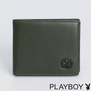 【PLAYBOY】中翻短夾  Badge系列(墨綠色)