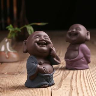 【桃花源創意工坊】精品彩砂陶茶寵 嘻哈佛紫砂茶寵車載陶瓷藝術擺件(陶瓷紫砂)