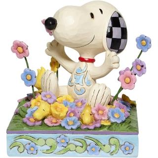 【Enesco】精品家飾 Snoopy 史努比與胡士托花床居家擺飾