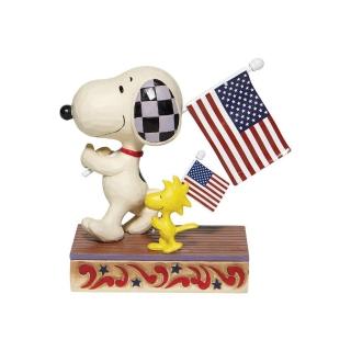 【Enesco】精品家飾 Peanuts 系列 Snoopy 史努比&胡士托美國國旗居家擺飾