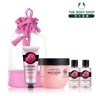 【THE BODY SHOP 美體小舖】玫瑰美肌養成組(美肌優格200ML+護手霜100ML+沐浴膠60ML*2+束口袋)