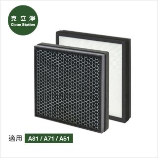 【Clean Station 克立淨】A81/A71/A51全套濾網組(前置濾網6片/1組/ECF複合濾網1入/HEPA濾網1入)