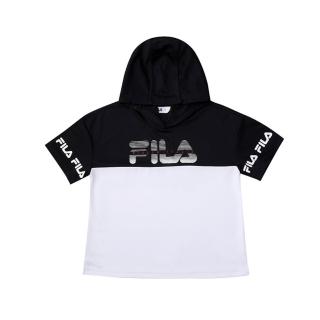 【FILA】KIDS 女童吸濕排汗連帽上衣-黑(5TEV-4317-BK)
