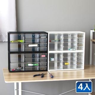 【SHUTER 樹德】零件分類箱2大4中4小格抽屜-4入桌上收納置物盒5244