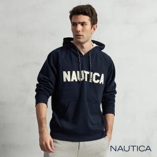 【NAUTICA】男裝大LOGO長袖連帽T恤(深藍)