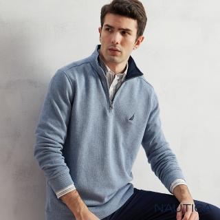 【NAUTICA】男裝保暖百搭立領長袖上衣(淺藍)