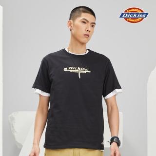 【Dickies】男女款黑色純棉100週年捲尺造型Logo印花短袖T恤｜DK010227BLK