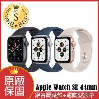 【Apple 蘋果】S 級福利品 Apple Watch SE GPS 44 公釐鋁金屬錶殼搭配運動式錶帶