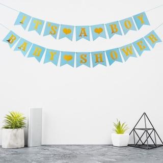 BabyShower性別揭示派對紙製魚尾掛旗1組-兩款任選(寶寶 性別揭示 氣球 派對 拍照道具)