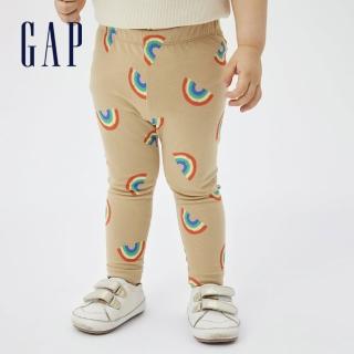【GAP】女幼童 布萊納系列 可愛印花針織長褲(828512-卡其色)