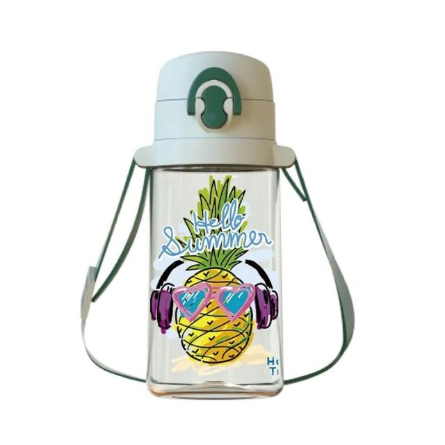 【Home Tune 家音】美國Tritan材質兒童彈蓋吸管水壺附背帶570ml(彈蓋吸管式附背帶)