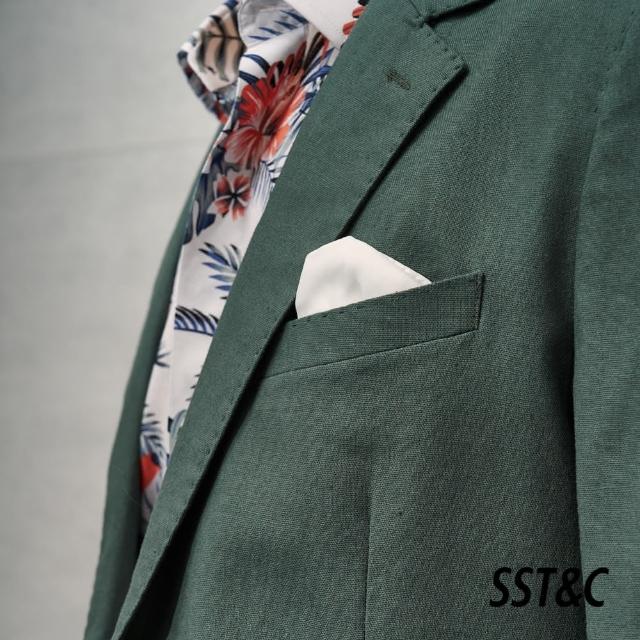 【SST&C 季中折扣】棉麻混紡墨綠休閒西裝外套0612203006