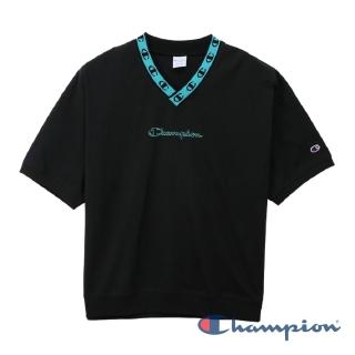 【Champion】AS V領Logo短Tee-黑色