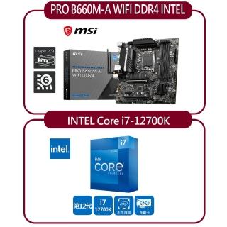 【MSI 微星】PRO B660M-A WIFI DDR4 INTEL 主機板+INTEL 盒裝Core i7-12700K處理器