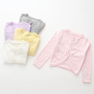 【橘魔法】單扣勾花七分袖針織外套(小外套 防曬外套 薄外套 兒童 童裝 女童 冷氣房 花童 婚禮)