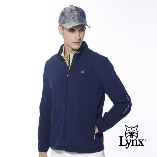 【Lynx Golf】男款吸排透氣易溶紗材質3M反光印花隱形拉鍊口袋長袖外套(深藍色)