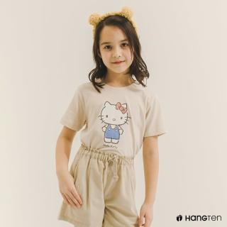 【Hang Ten】女童-Sanrio Hollo Kitty 印花短袖T恤(卡其)