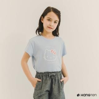 【Hang Ten】女童-Sanrio Hollo Kitty 大解析短袖T恤(藍)