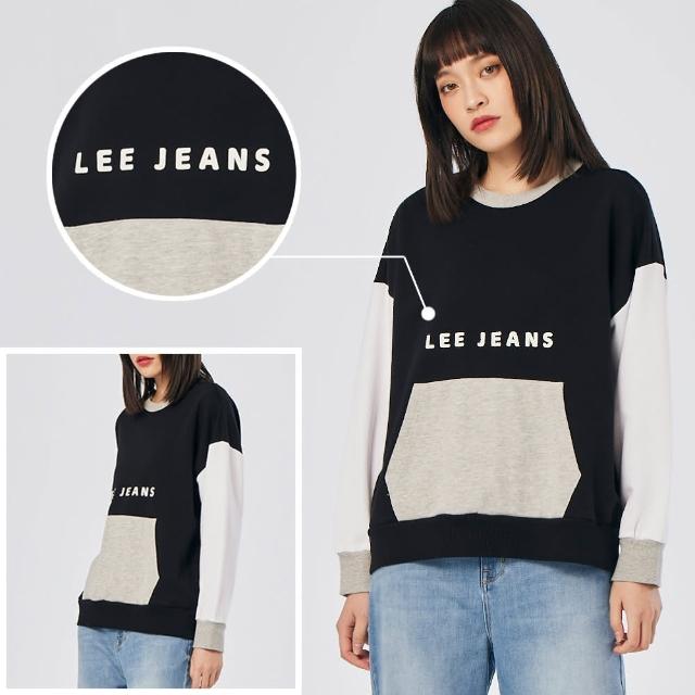 【Lee】女裝 長袖厚T / 袖撞色拼接 大口袋 氣質黑 舒適版型(LL210360K11)