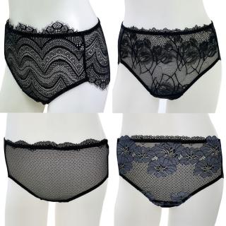 【Swear 思薇爾】Panty小褲系列M-XXL全蕾絲中腰三角女內褲(黑色)