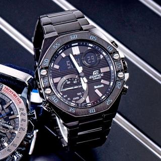 【CASIO 卡西歐】EDIFICE 八角錶殼競速藍牙智慧不鏽鋼腕錶/黑(ECB-10DC-1ADF)